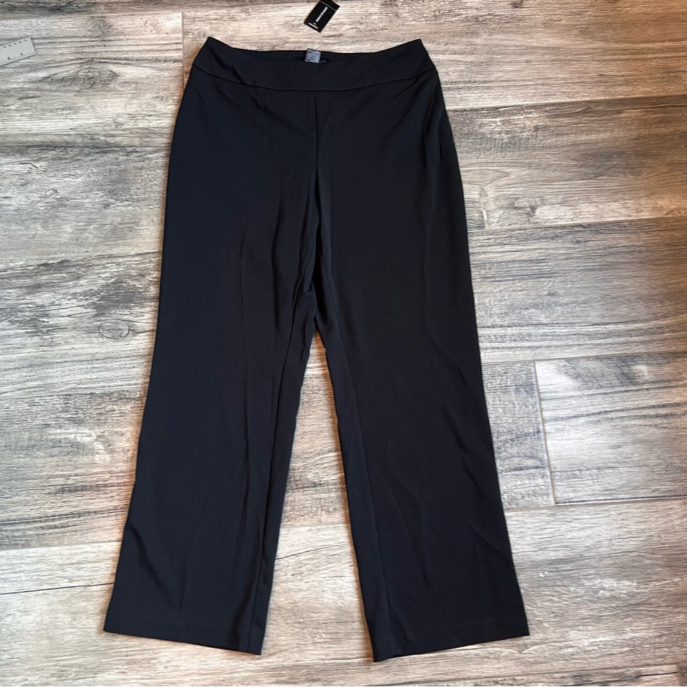 Ashley Stewart Sz 14 SHORT Black The Straight Pull-On Pants NWT $44.50 #139